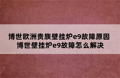 博世欧洲贵族壁挂炉e9故障原因 博世壁挂炉e9故障怎么解决